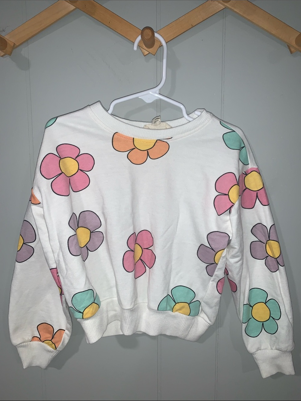 Jessica Simpson White Cropped Pastel Flower Sweatshirt Size 4T/5T